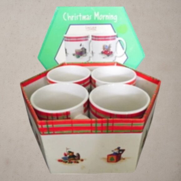 Mugs Cocoa Oneida Sakura Christmas Morning Stoneware 4 pc. Vibrant Coffee T2 - Picture 7 of 8